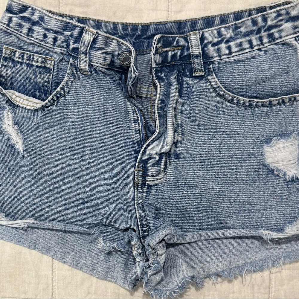 SHEIN Light Blue Distressed Jean Shorts